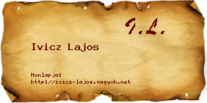 Ivicz Lajos névjegykártya